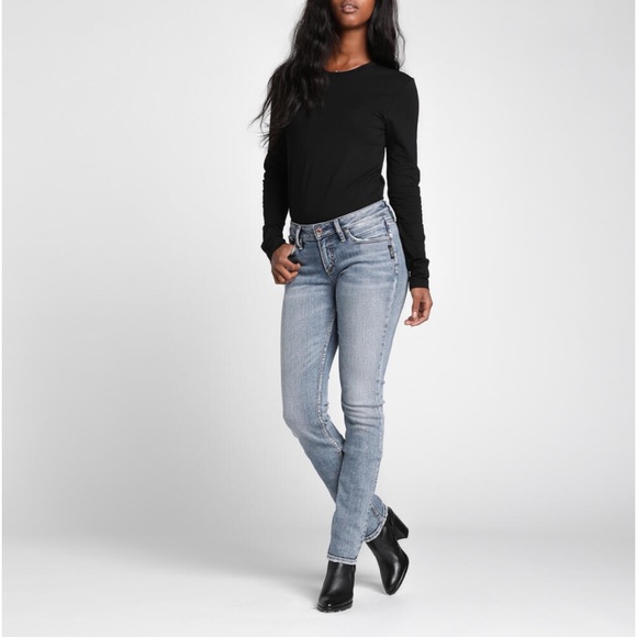 Silver Jeans Denim - Silver Jeans Co. Suki Mid Straight W29/L32 Light Wash